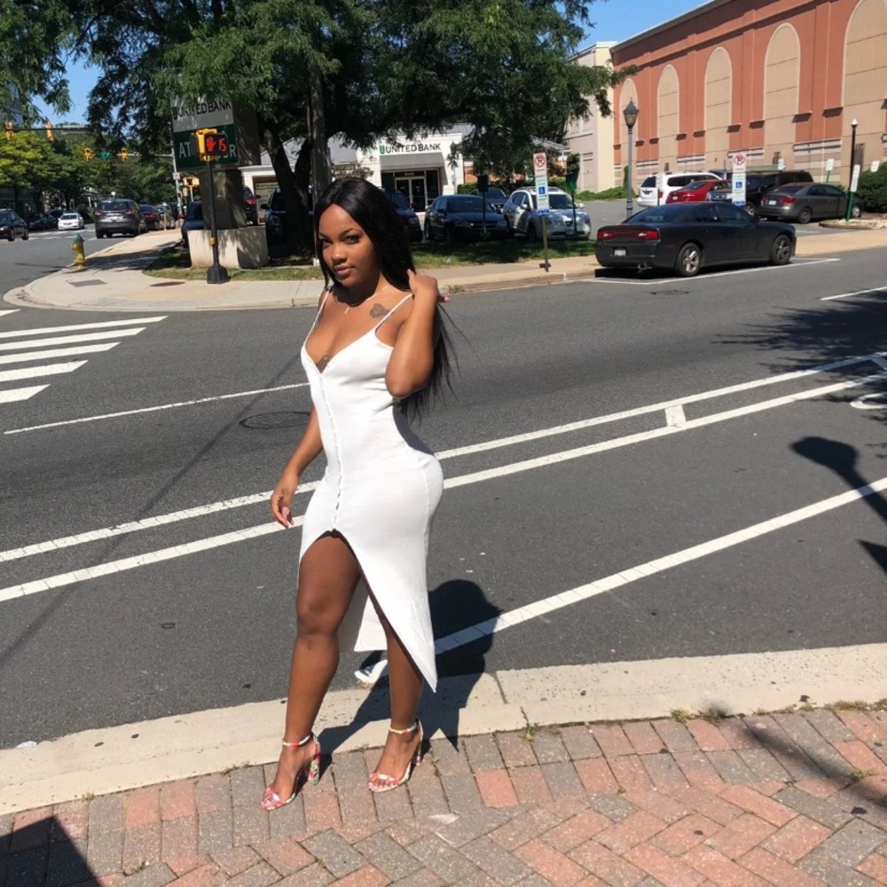 White Midi Ribbed Dress